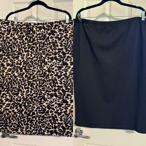 Bundle: Leopard Print Women's Column Skirt and Black Pencil Skirt (Size 20)